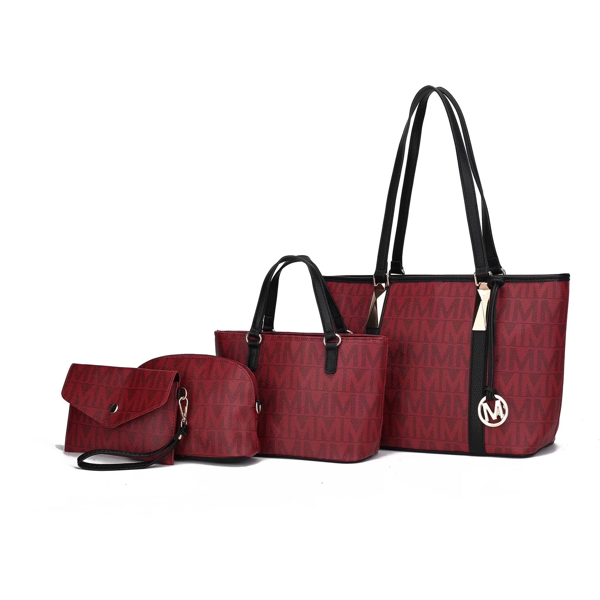Alexy Women'S Tote Bag, Small Tote Bag, Pouch Purse & Wristlet Wallet Bag 4 Pcs Handbag Set by Mia K - Burgundy